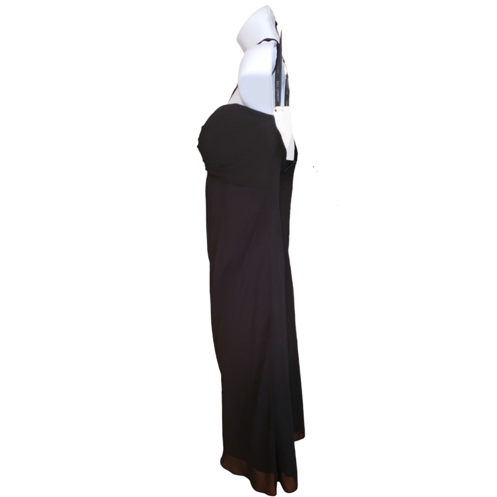 NWT Bill Levkoff Black Chiffon One Shoulder Cocktail Sheath Dress Size 12 - Picture 2 of 5
